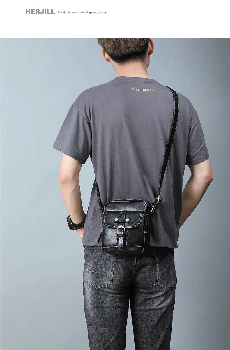 黛菲维娅男士小包休闲斜挎包随身小背包手机包迷你单肩包男包