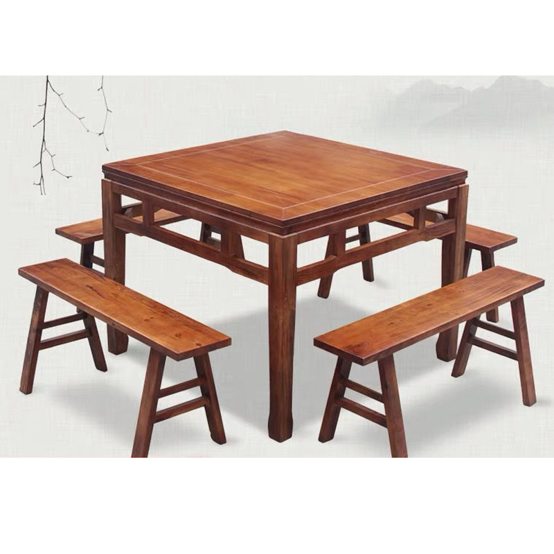 卡里鳄餐桌 卡里鳄方桌实木桌木骨架为主的方桌会客洽谈桌实木制作方