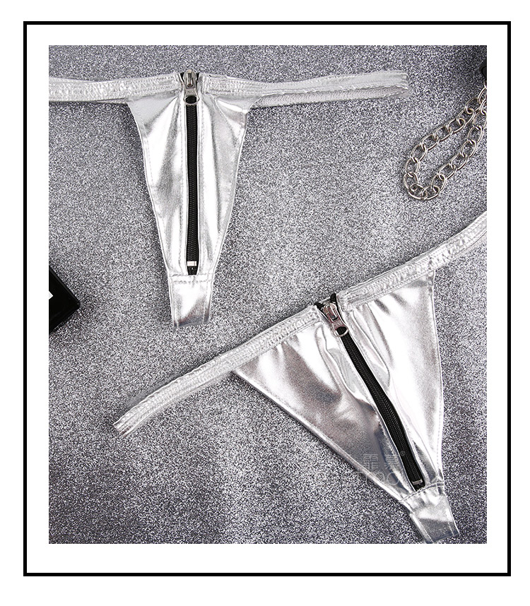 性感情侣内裤金属机车皮个性拉链t裤狂野优化情趣三角裤男女卓思哲