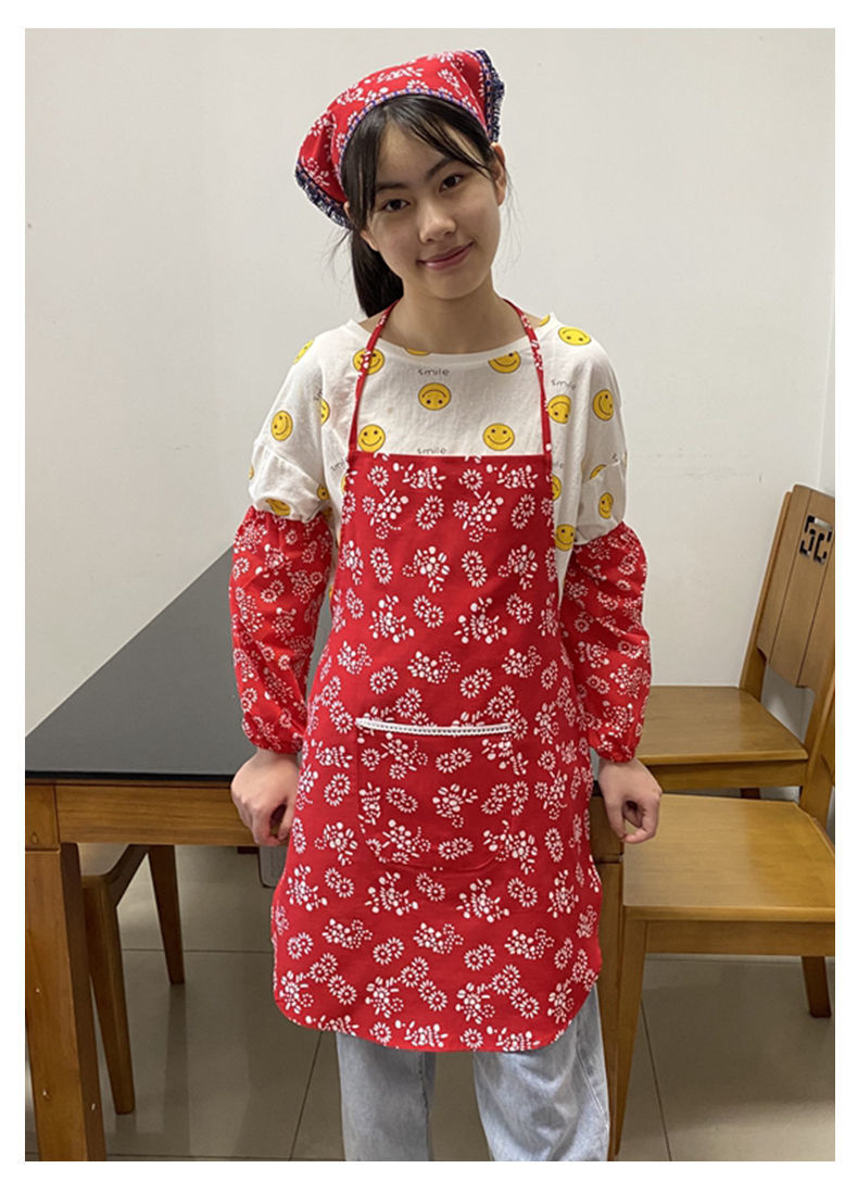 蓝印花布小碎花围裙幼儿园农家乐民族风成人挂脖围兜儿童采茶围腰儿童