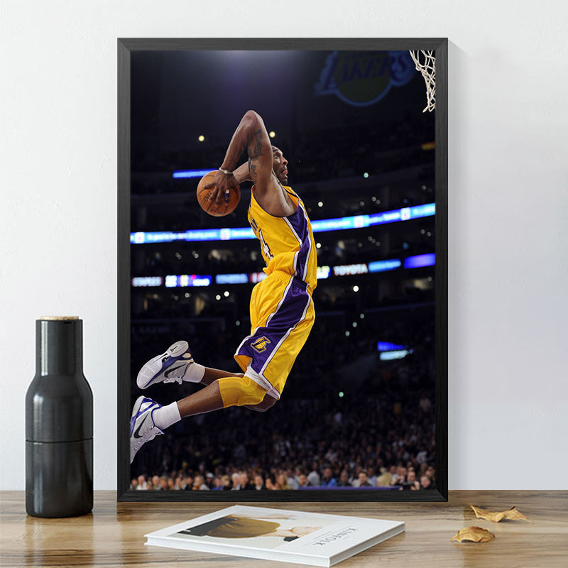 《01 30*40【经典黑框】 nba湖人科比挂画球星纪念球衣励志海报装饰画