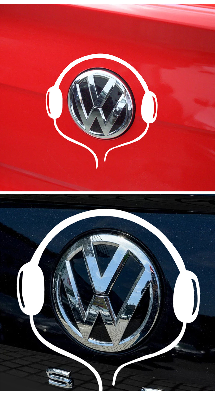 大众凌度凌渡汽车标志贴纸个性改装车标装饰贴尾标耳机车贴抖音 红色
