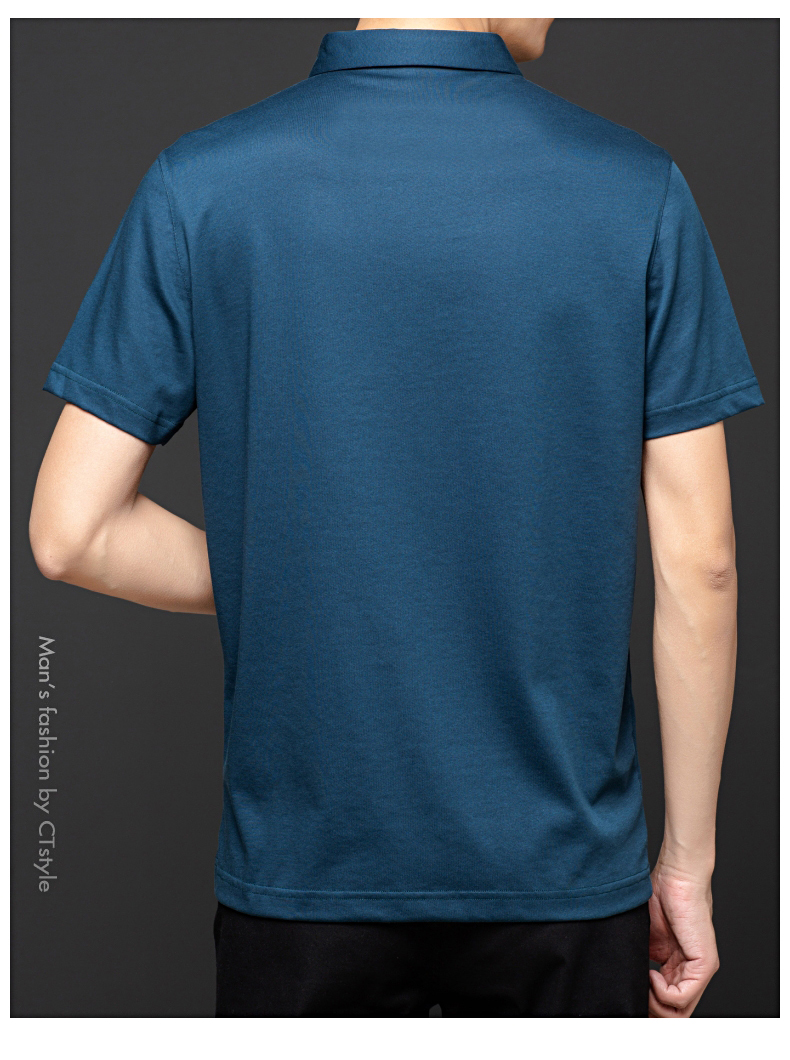 自营 男士短袖桑蚕丝t恤中年冰丝polo衫翻领薄款夏季男装有领丅恤