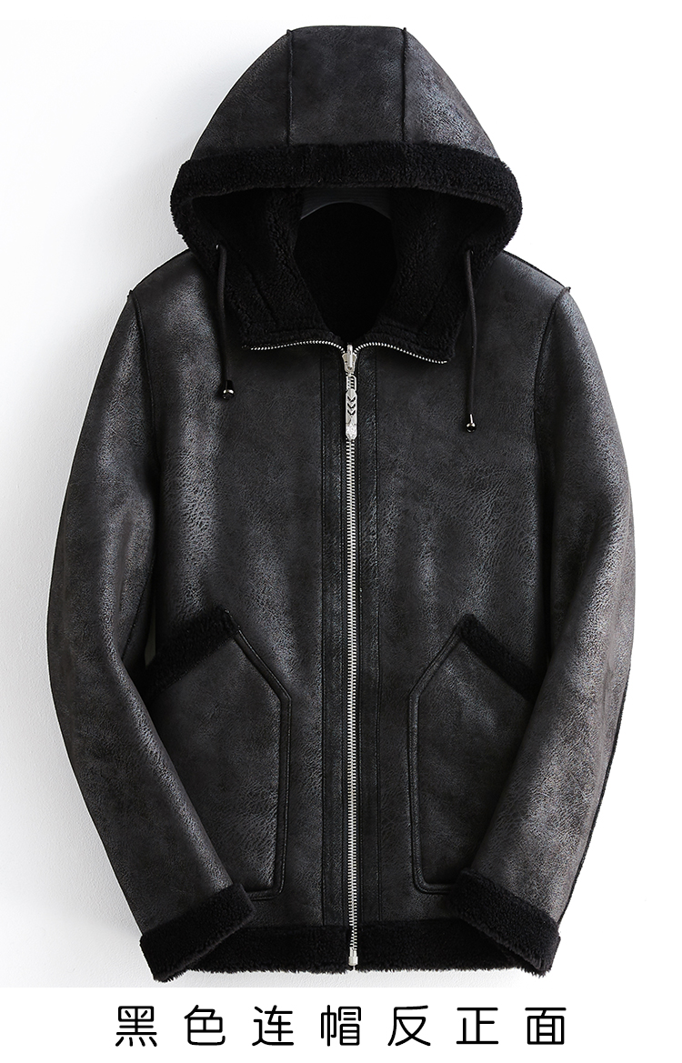 皮毛一体男羊剪绒外套真皮皮衣短款海宁皮羊羔毛双面穿夹克男士 idea