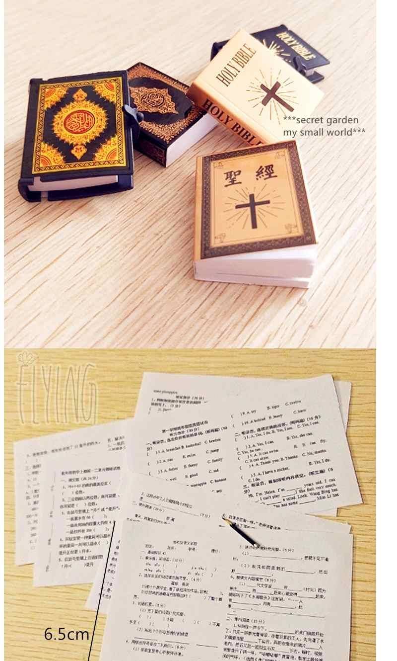 圣经银色有字迷你家具配件模型仿真微缩书6分bjd娃娃配件摆件食玩有字