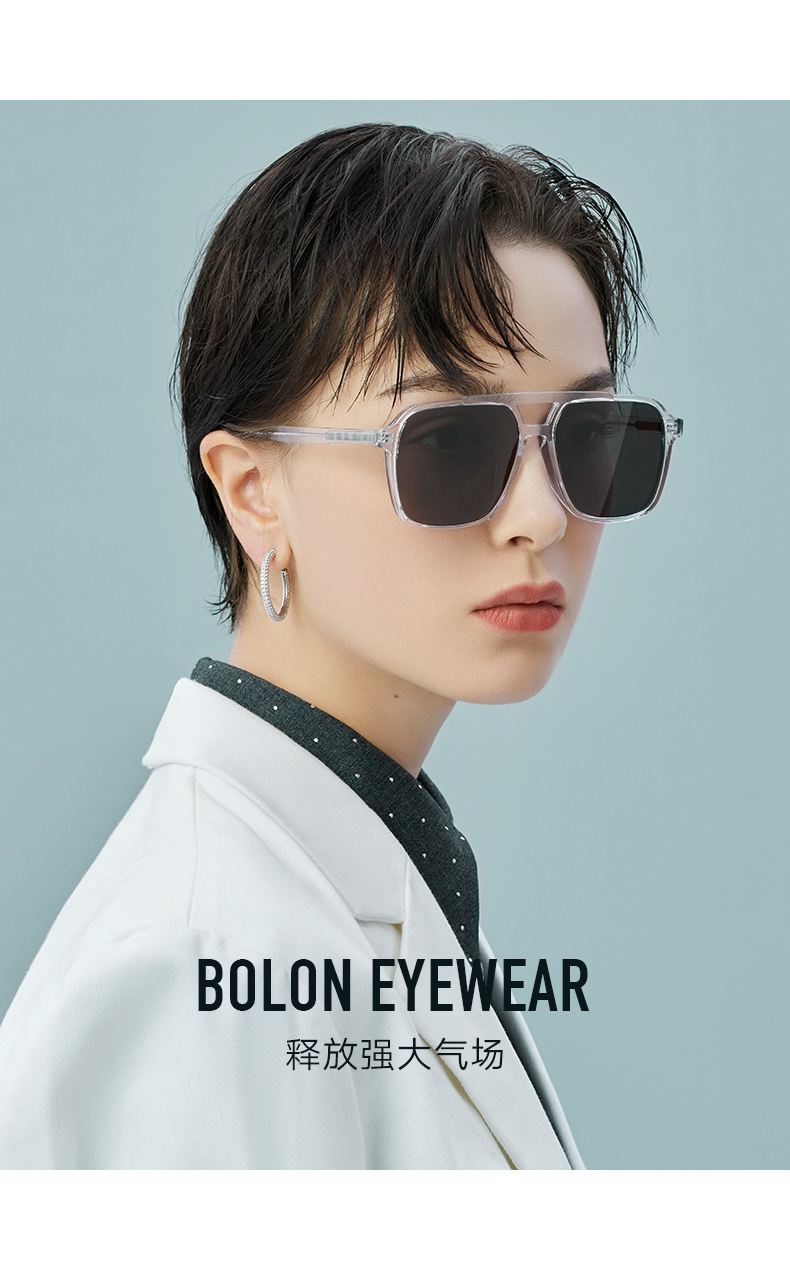 bolon暴龙眼镜2021板材太阳镜男偏光双梁飞行员框墨镜bl3053