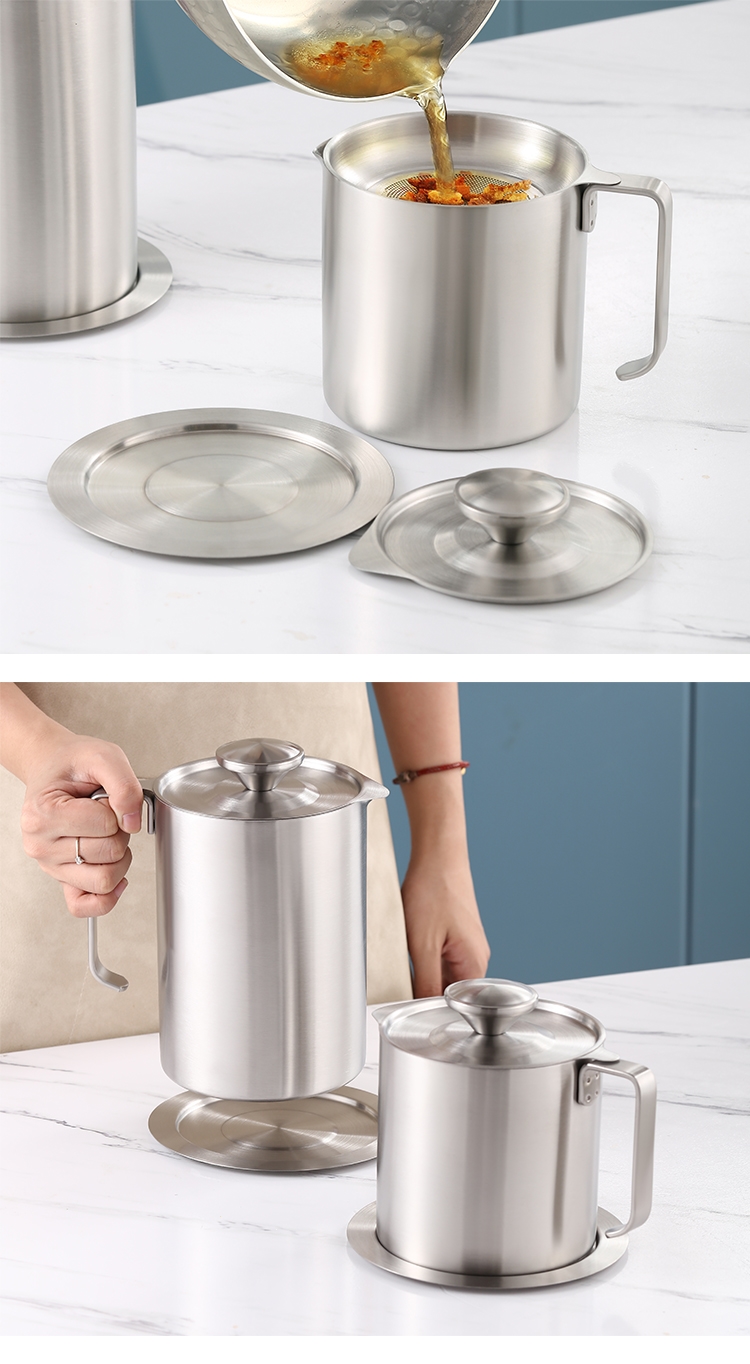 纳丽雅油壶304不锈钢油罐壶厨房油渣壶家用带过滤网储油罐漏油滤油器