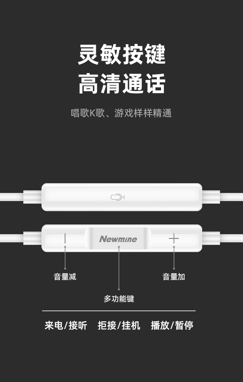 typec接頭紐曼耳機xl08有線高音質適用於vivo華為oppo小米手機入耳