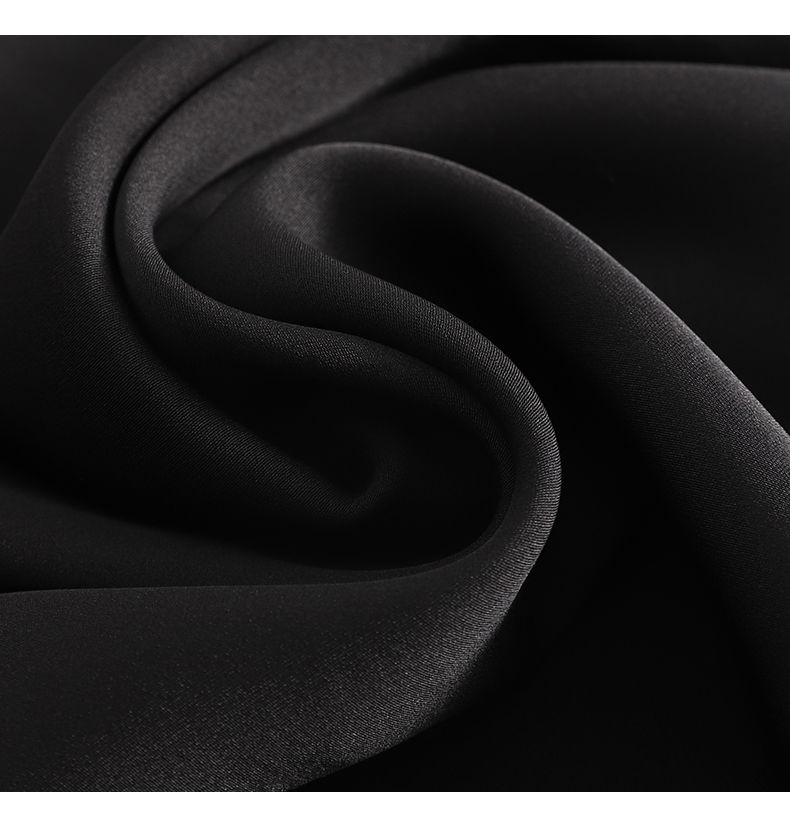 重磅仿真丝黑色雪纺短袖t恤女宽松系带大码2021新款修身夏季上衣黑色