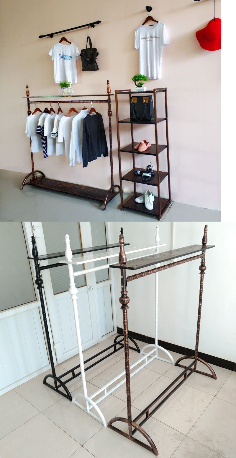 欧式铁艺衣帽架挂衣架落地创意卧室衣服挂架时尚服装店展示架