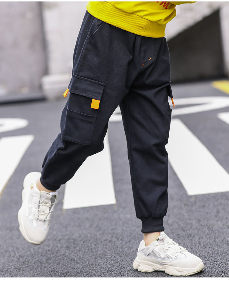 男童裤子春秋款工装裤儿童春装中大童潮流帅气潮童装运动裤