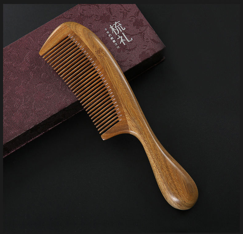 素木玉檀木梳子天然绿檀木送朋友妈妈女友礼物长发专用梳子家用