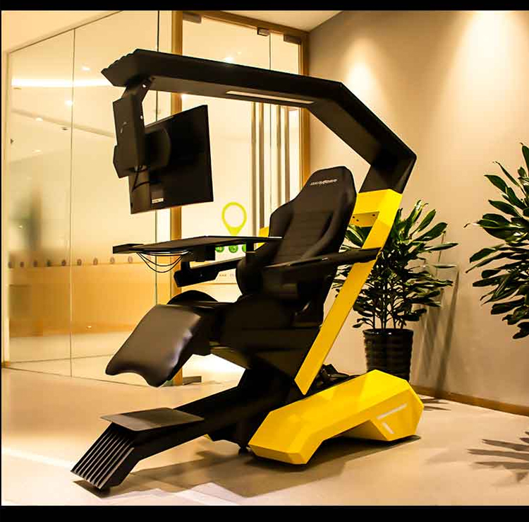 苏宁精品肥宅快乐椅电竞座舱懒人游戏躺椅网咖家用太空坐舱粉色