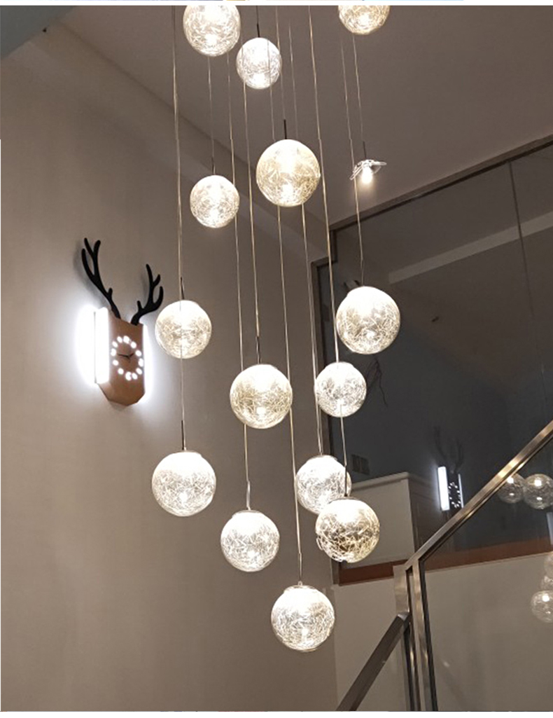 苏宁优选 复式楼梯吊灯简约现代 楼客厅灯旋转楼梯间楼道吊灯别墅楼梯