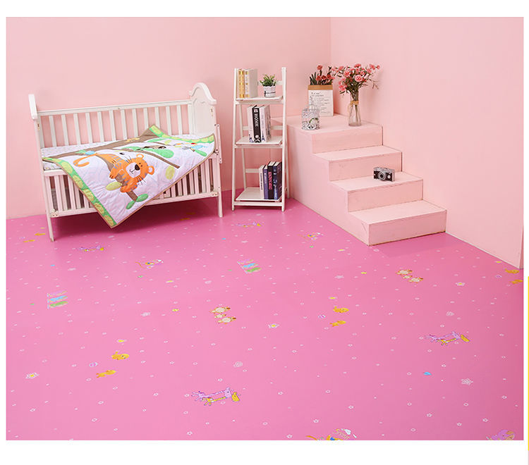 幼儿园地板胶pvc地胶垫卡通地板革加厚耐磨防水儿童房塑胶地板贴粉色