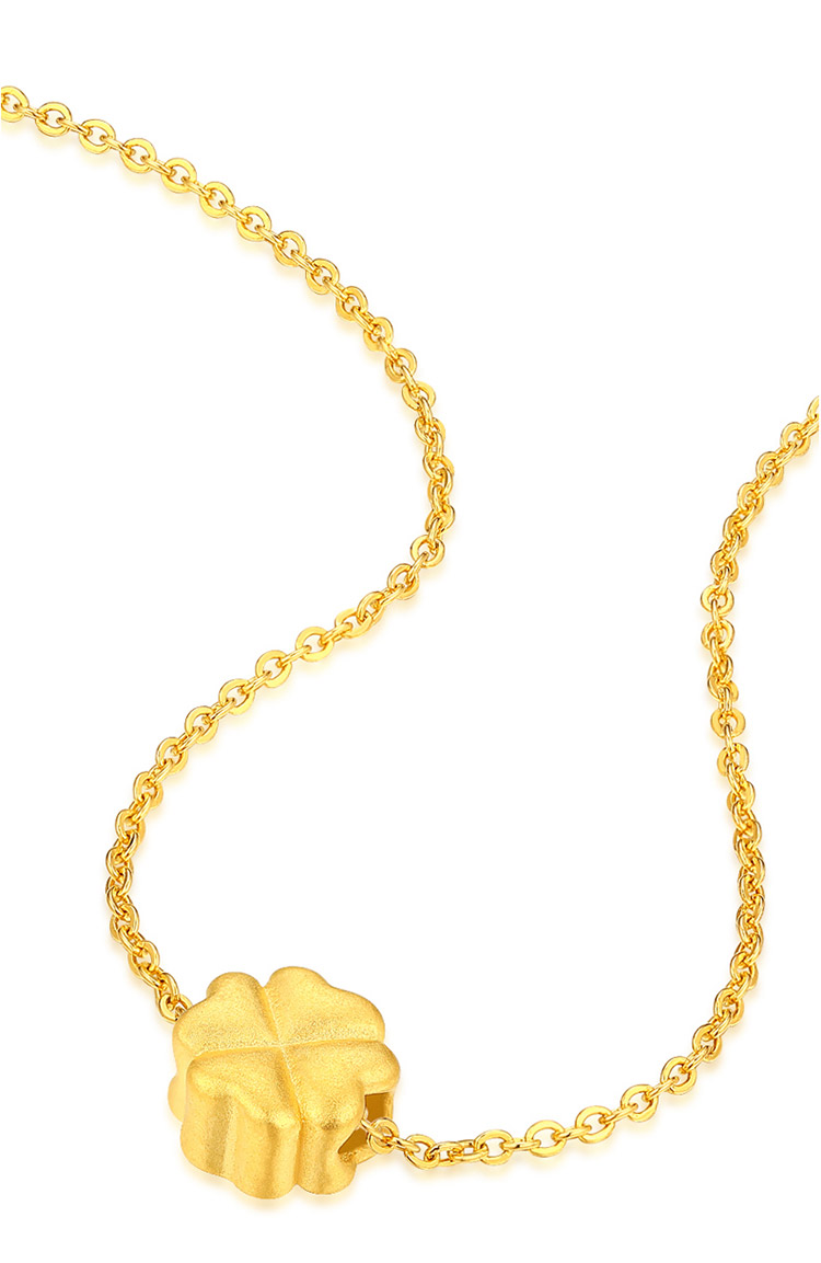 佐卡伊足金四叶草项链1