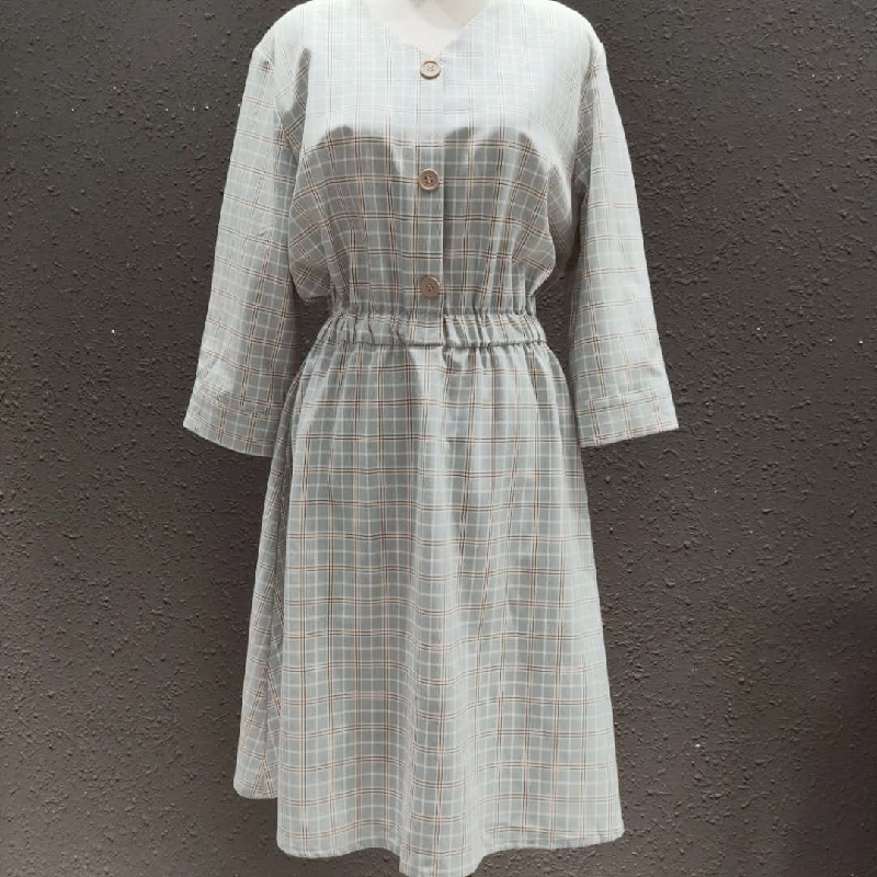 inpose连衣裙 12号 inpose线下同款英伦风七分袖水绿色ol风通勤连衣裙