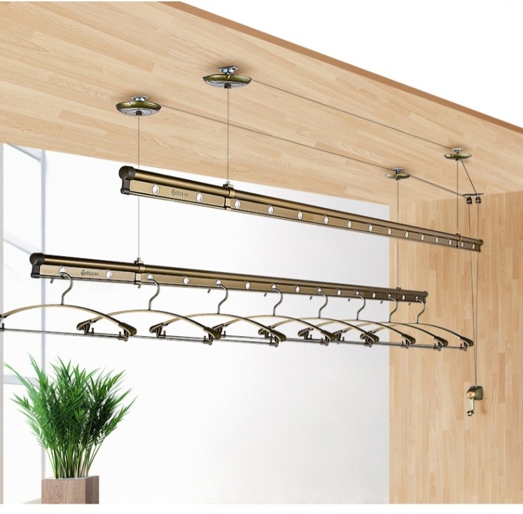 卡贝(cobbe)升降晾衣架阳台手摇双杆式加厚晒被晾衣架室内凉衣架晾晒