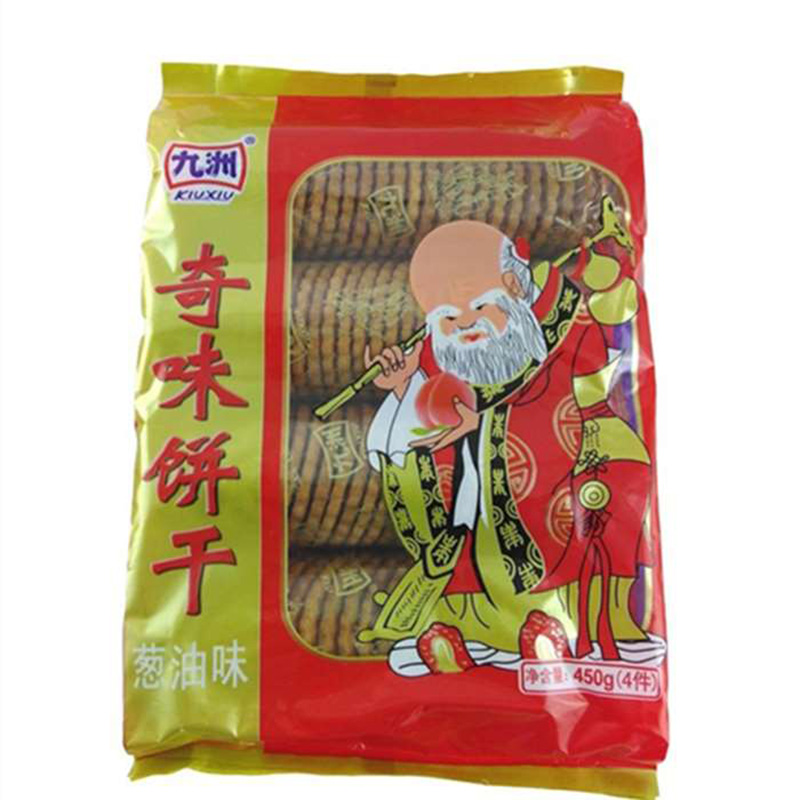 九州寿星老头奇味九洲葱油饼干450g好吃不贵的零食