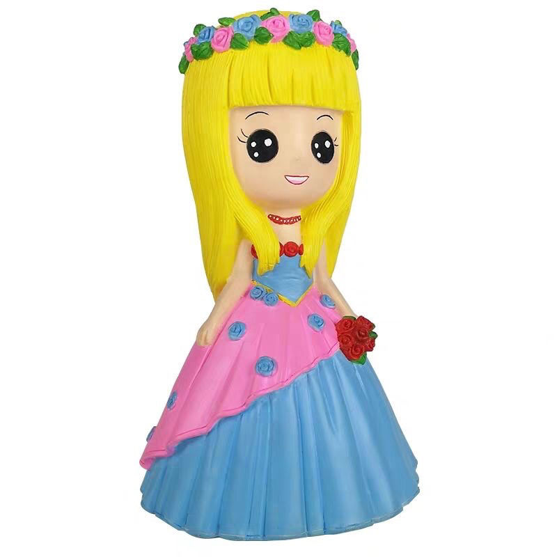 diy涂色娃娃儿童玩具存钱罐摔不坏手工上色亲子储蓄罐小号布朗熊