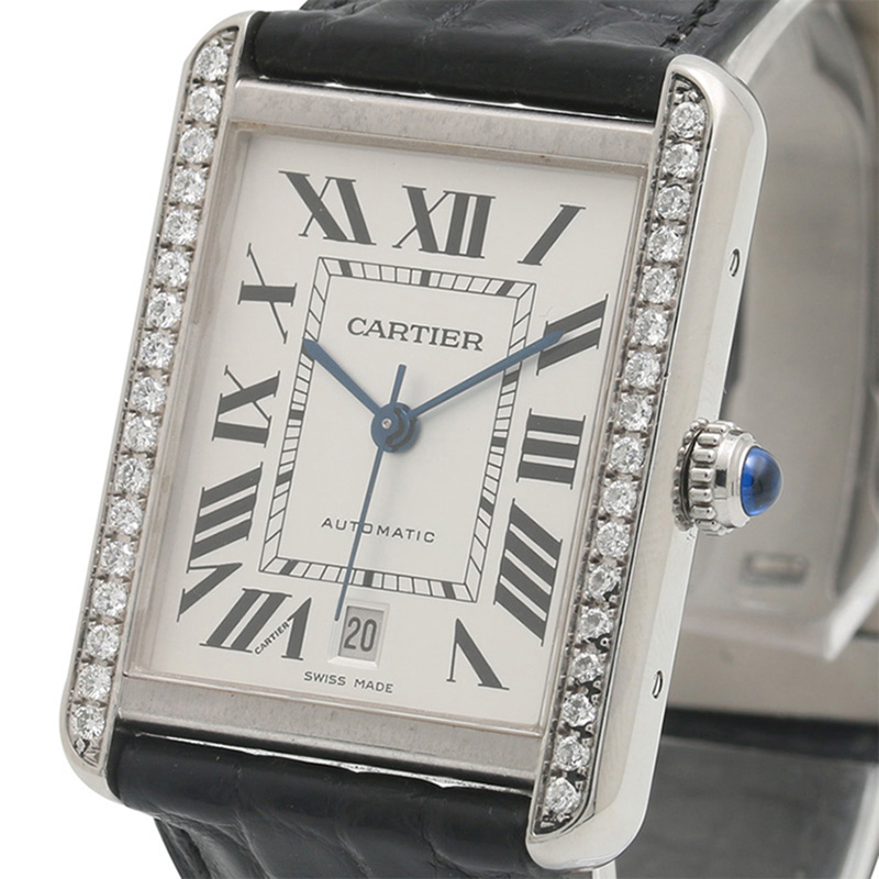 卡地亚cartier坦克系列w5200027后镶钻男表自动机械奢侈品钟手表腕表