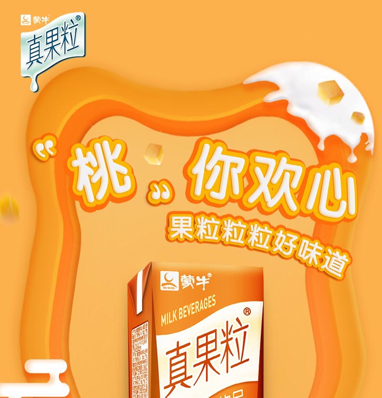 蒙牛真果粒牛奶饮品桃果粒250g12礼盒装