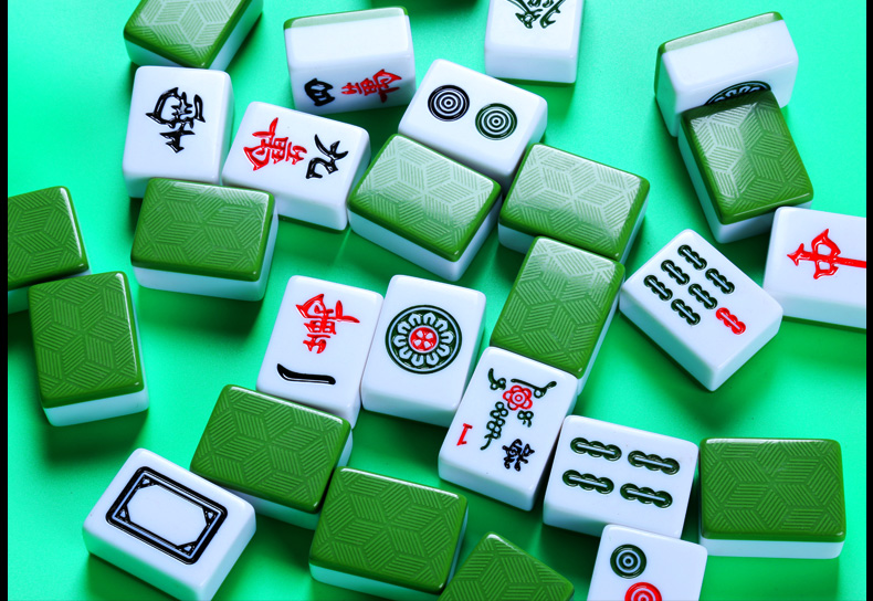 康誉抖音同款3844mm翡翠色中大号广东四川手打手搓家用麻将牌