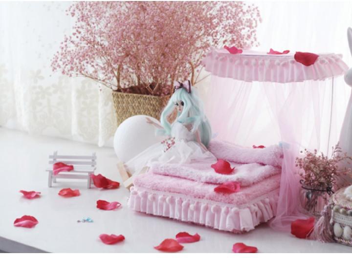 芭比娃娃的床小布娃娃床蚊帐芭比家具可儿娃娃床过家家女孩玩具 床和