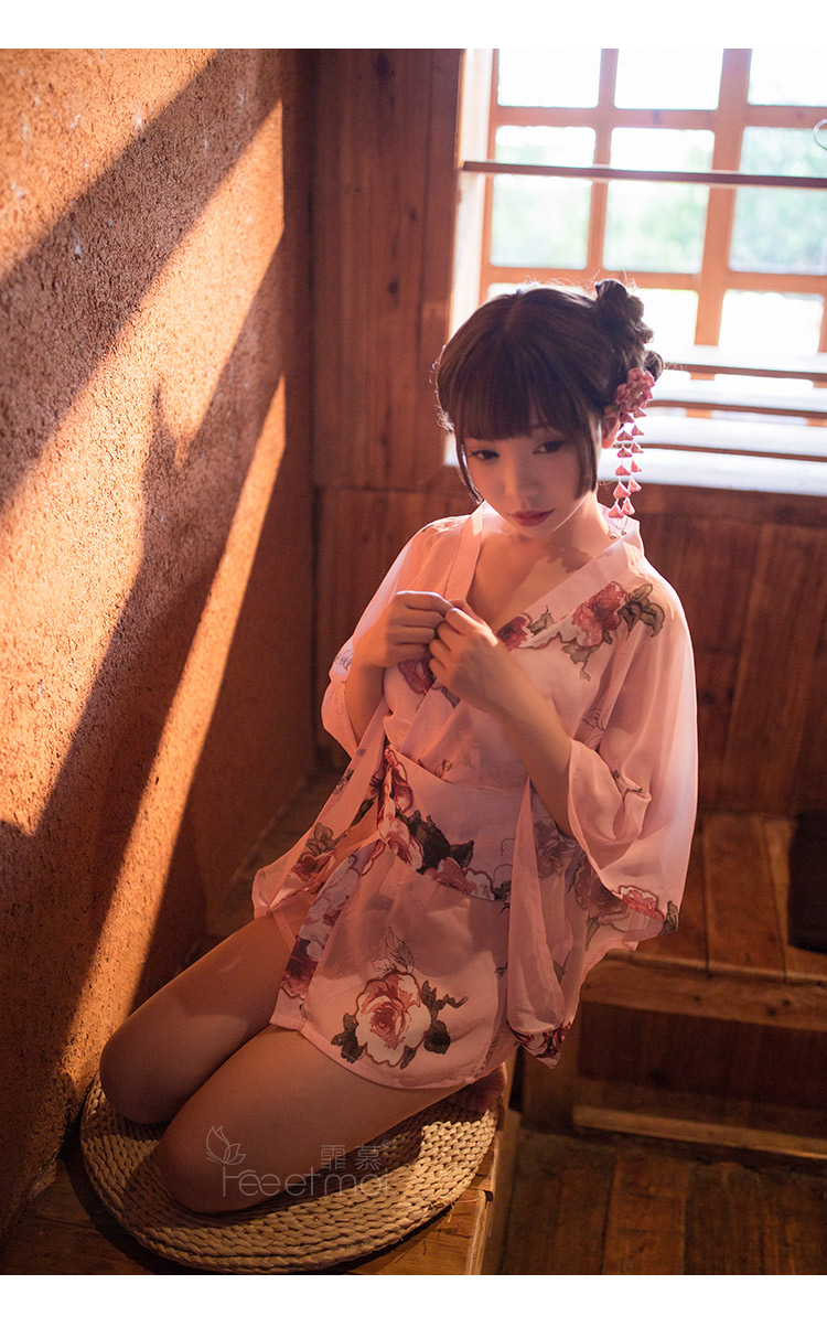 卓思哲(zhuosizhe)睡裙b-576697671836 性感内衣情趣开襟雪纺和服睡裙