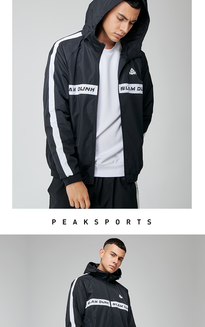 匹克peak外套男2019秋季新款保暖防风休闲跑步连帽运动服风衣上衣男df