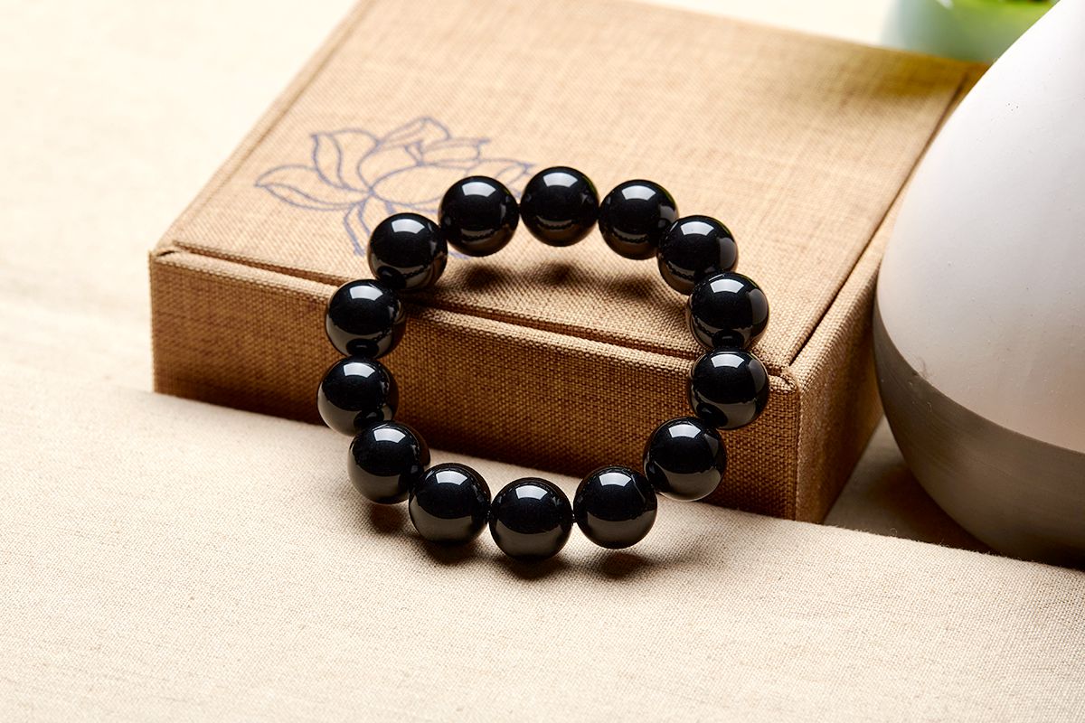 10mm黑耀标准女款天然沙金曜石乌金黑曜石手链男士女情侣佛珠手串男手