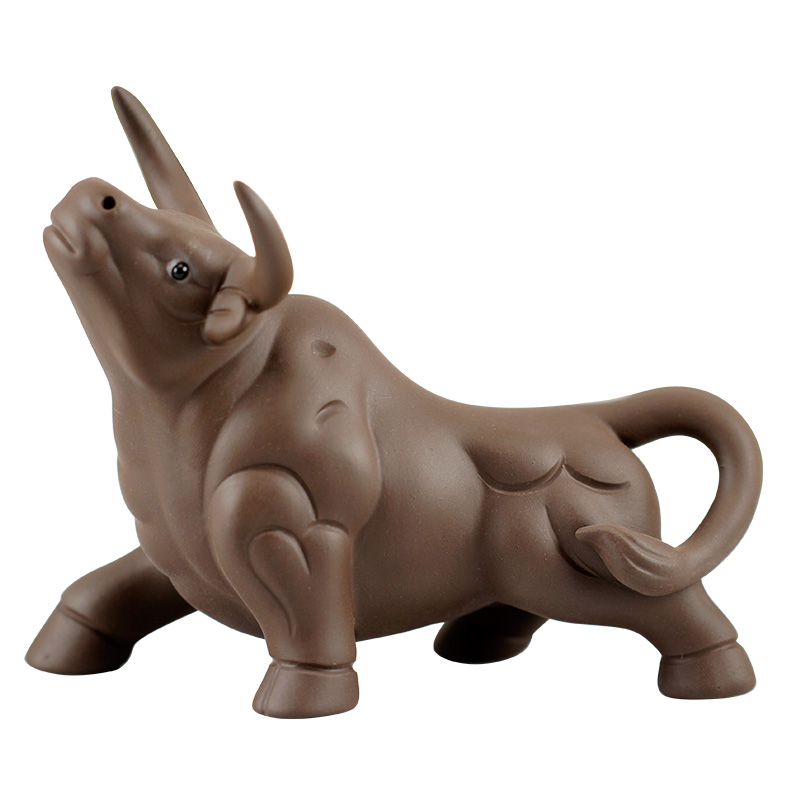 陶瓷牛摆件可爱小牛景德镇 紫砂小摆件牛小牛小号