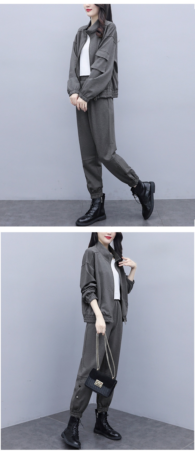 遇见衣姿大码女装2021年春秋新款洋气减龄工装裤套装胖妹妹遮肉休闲两