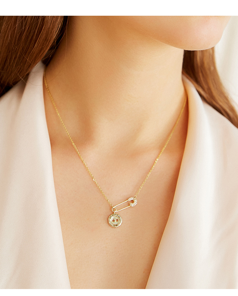 法蔻轻奢品牌s925银别针项链女毛衣锁骨链简约气质网红潮轻奢小众饰品