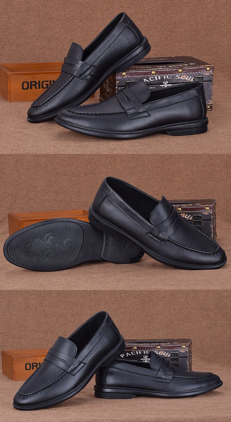 尗卡皮鞋男士商务休闲鞋真皮透气头层牛皮男鞋软皮软底轻便懒人鞋