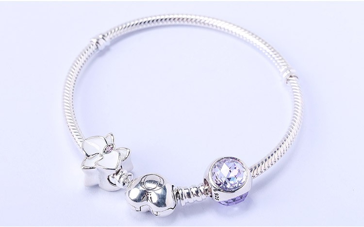 pandora潘多拉成品手镯 白兰花手链 925银时尚串珠成品手链 pz-008
