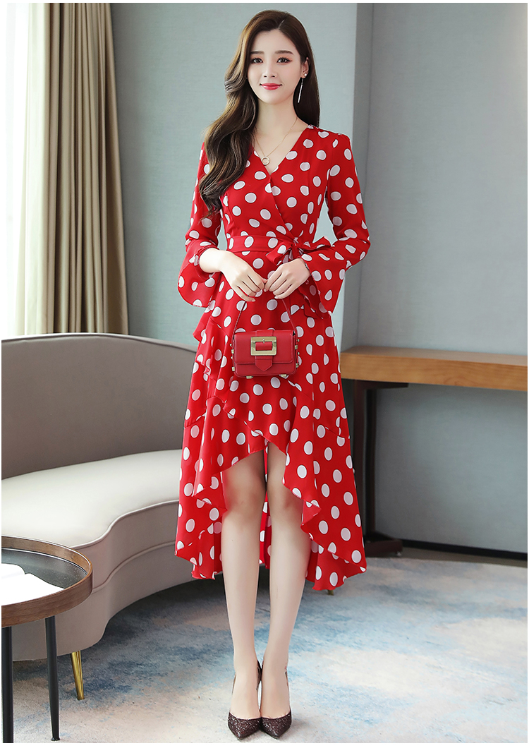 公牛乐途2020新款春款法式连衣裙波点裙子轻熟风气质中长款雪纺裙女夏
