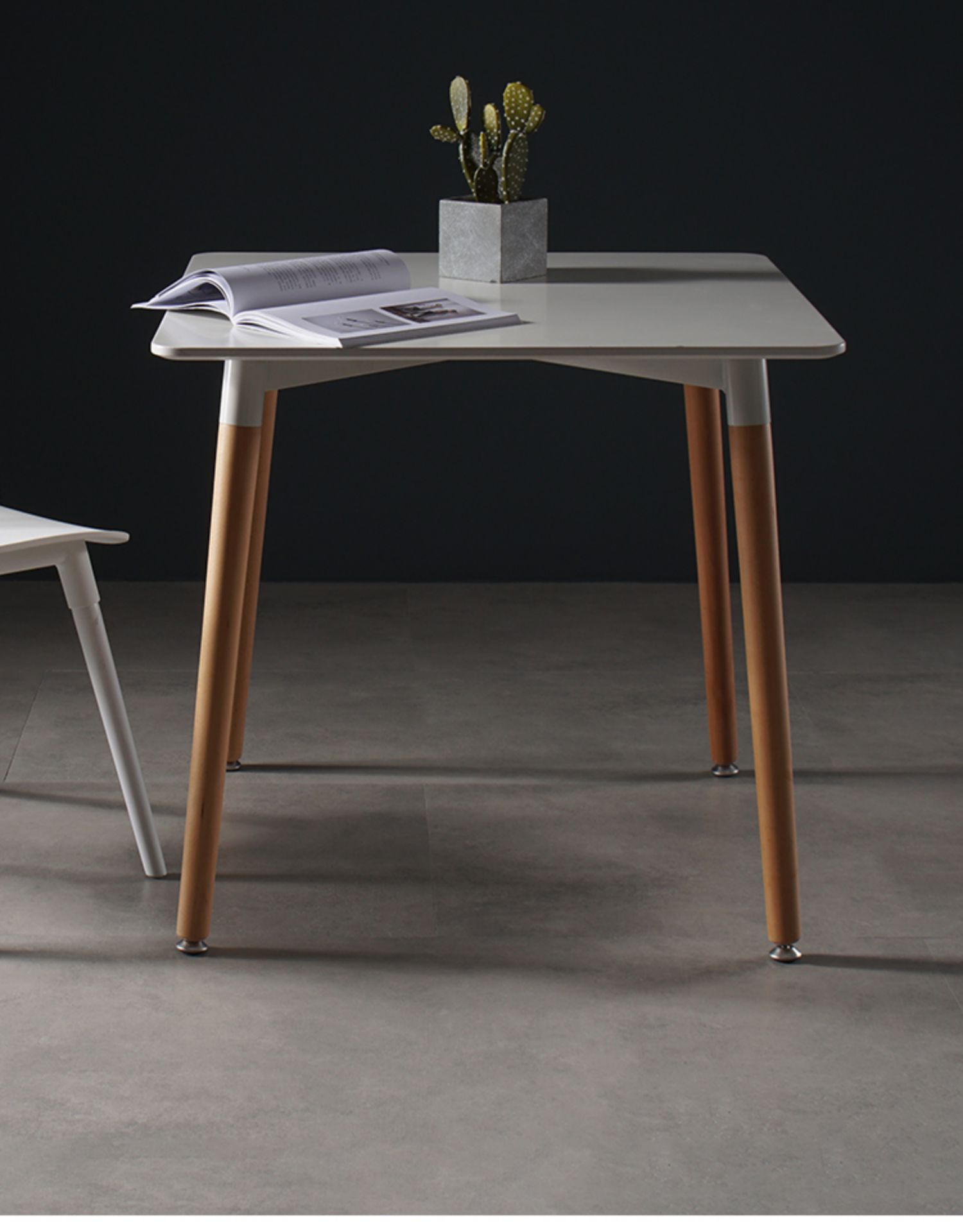 寻木匠北欧伊姆斯餐桌椅长方形白色桌子现代简约接待洽谈桌休闲实木方