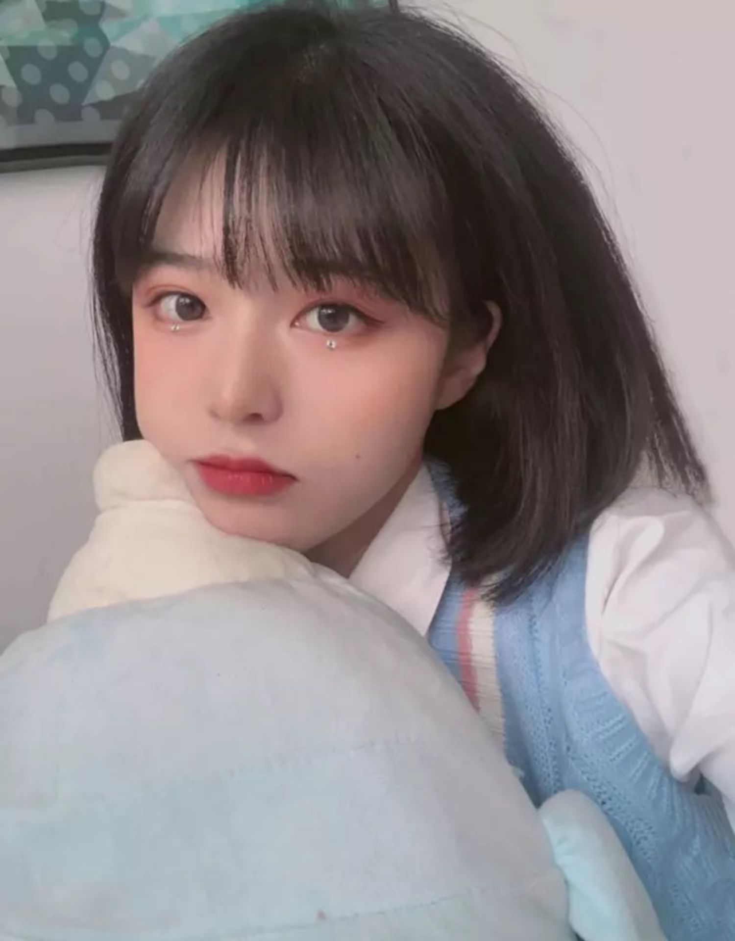 假发女短发自然少女圆脸可爱空气刘海短直发逼真蓬松锁骨发全头套 你