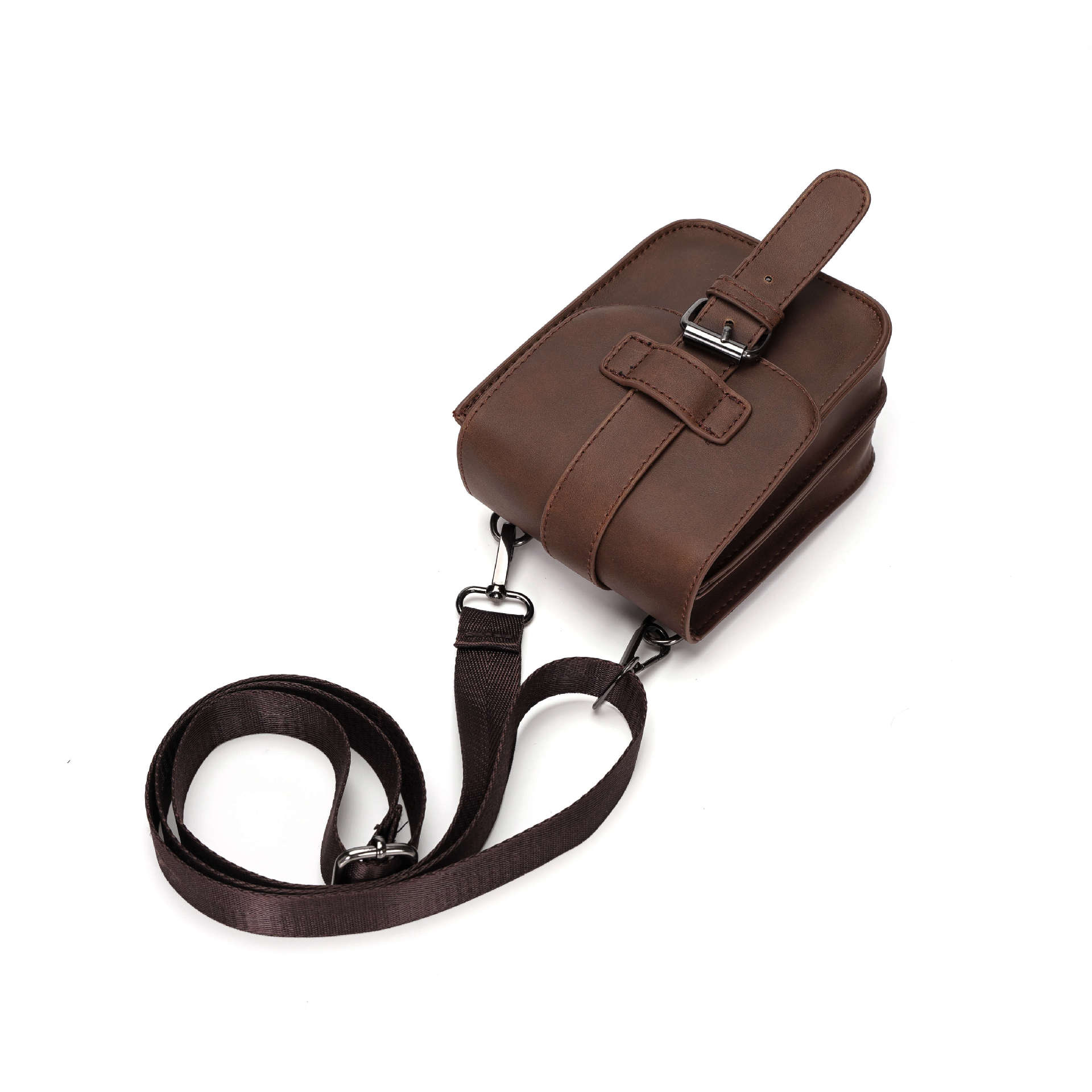 潮流55寸手机胸包男士穿皮带腰包多功能休闲挂包pu疯马皮