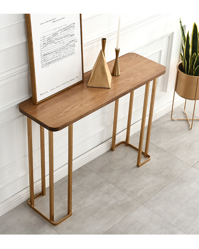 杞沐北欧玄关台简约现代靠墙玄关柜窄边桌长条玄关桌子铁艺实木玄关桌