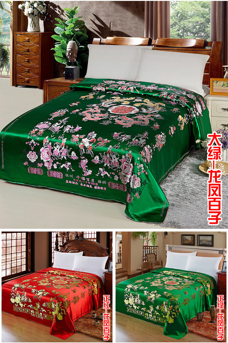 杭州丝绸七彩织锦缎被面婚庆绸缎软缎被面子缎子结婚被面百子图