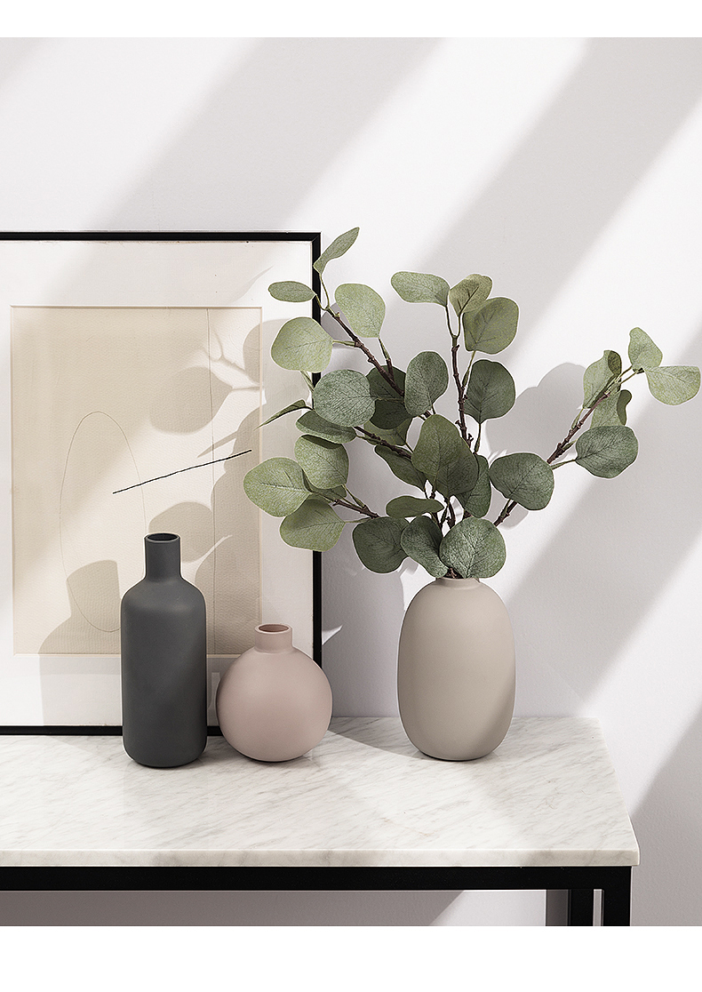 莫兰迪色北欧玻璃陶瓷花瓶摆件客厅家居插花干花装饰品ins风花器三维