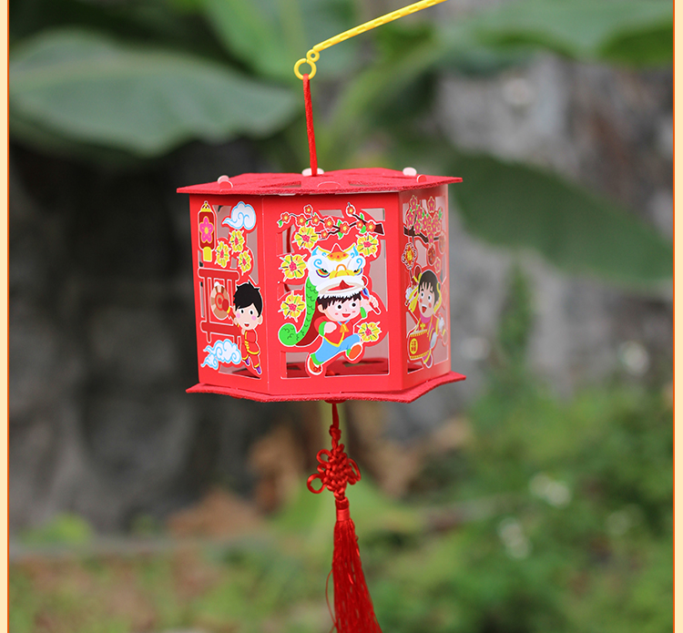 元宵节diy走马灯笼牛年新年幼儿园儿童手工发光灯笼材料花灯灯谜走