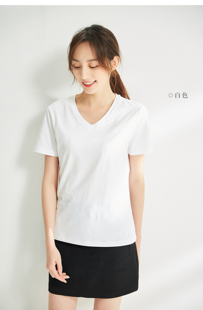 恒源祥年新款t恤女夏短袖纯棉上衣白色百搭打底衫精梳棉汗衫