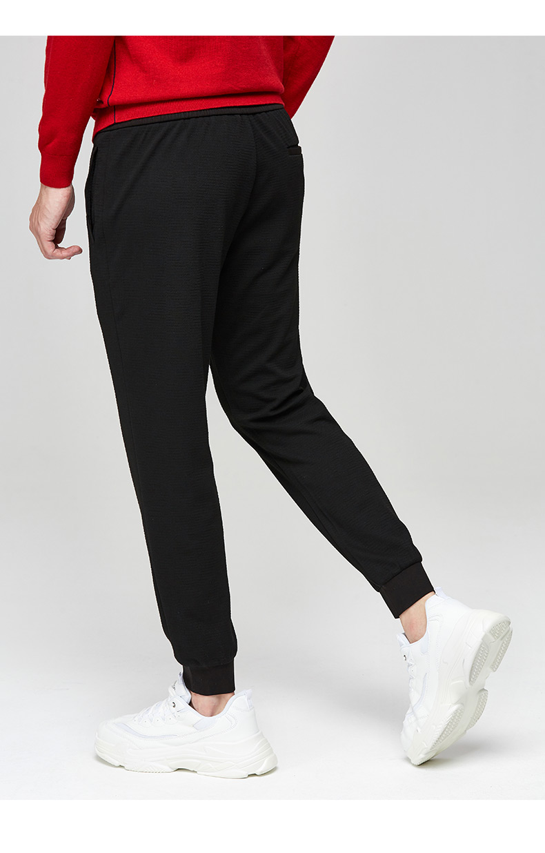 才子男装休闲裤男士春秋运动裤男针织束脚收口卫裤针织时尚长裤子