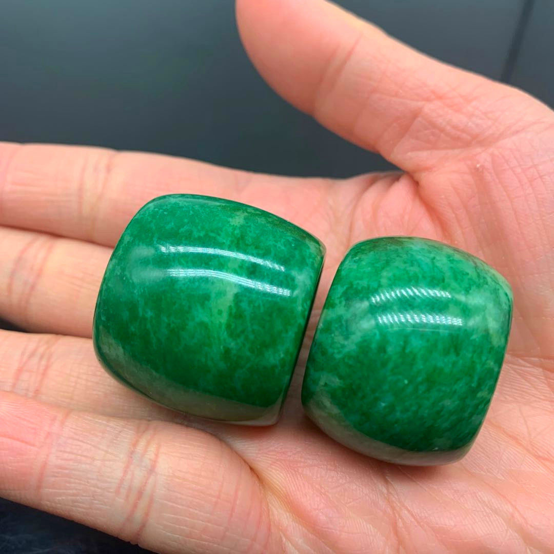 天然缅甸干青铁龙生祖母绿扳指翡翠色指环天然玉石扳指戒指环男款翡翠