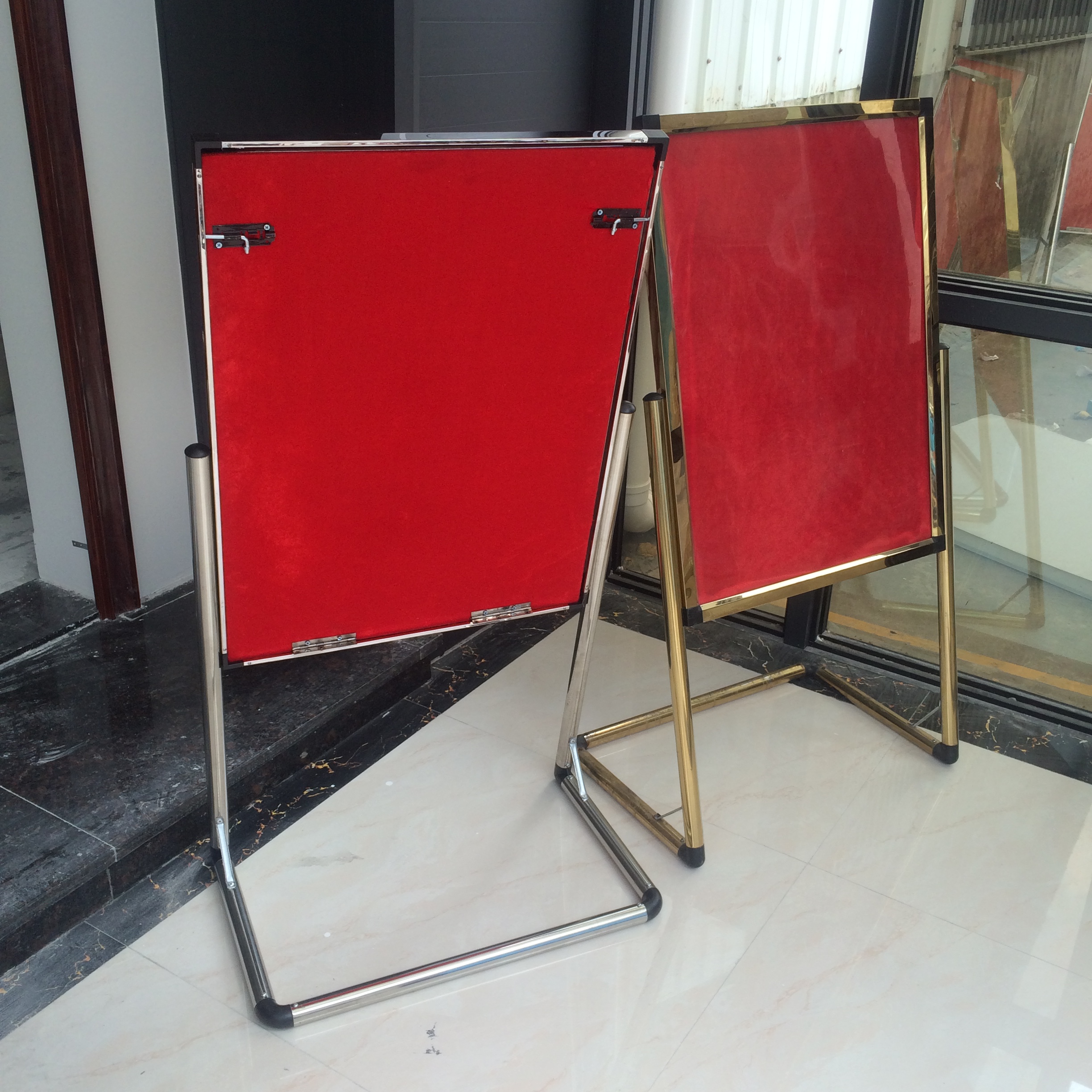 不锈钢指示牌可加重款海报展示架招聘展架招工牌广告牌告示牌 l型金色