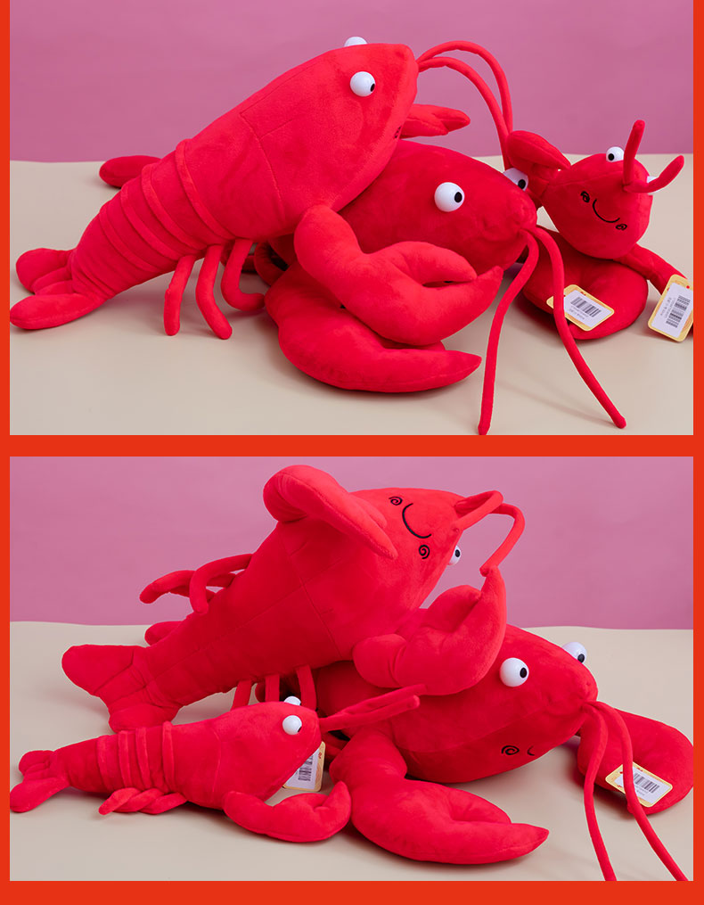 可爱大龙虾毛绒玩具小龙虾公仔抱枕床上玩偶布偶娃娃红色男孩儿童