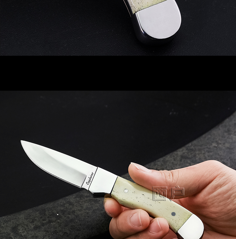 西户 户外一体钢设计牛骨手柄小猎刀 户外小直刀